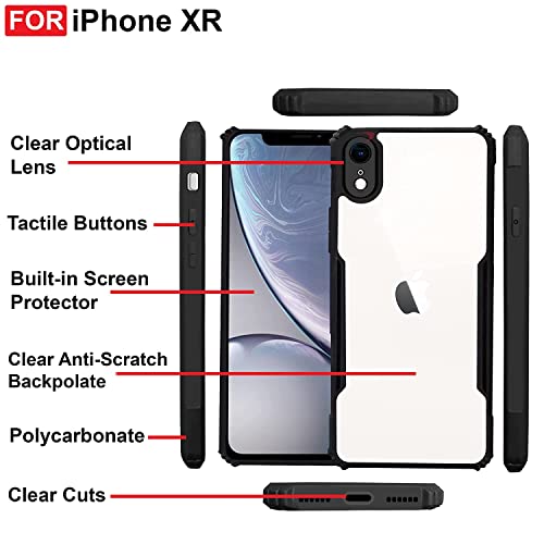 Image of Dashmesh Shopping Shockproof Crystal Clear Back Cover Case for Apple iPhone XR | 360 Degree Protection | Protective Design | Transparent Back Cover Case (Black Bumper)