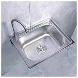ZQFHSX Gewerbliches Edelstahl-Einzelwaschbecken mit Armatur zur Wandmontage für Restaurant, Haushalt und Küche (50 x 40 cm), langlebig, leicht zu reinigen, platzsparendes Design