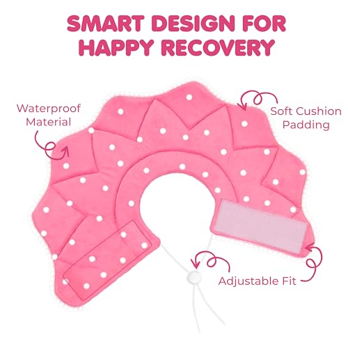 Image of SunGrow Cat Cone Collar Soft, Stop Licking E Collar for Recovery, Post Surgery Stress Relieving with Adjustable Strap Enclosures (7 inch - 9 inch Neck Size, Pink)