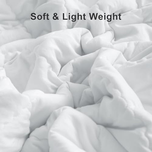 Image of BEDSUM Large Toddler Comforter, Brushed Microfiber Crib Blanket - All Season Quilted Down Alternative Nursery Bedding - Lightweight Baby Blanket for Daycare & Nap, 43x60, White