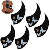 Guitar Parts Ukulele Pickguard 26 Inch Tenor Hawaii Guitar Scratch Plate Adhesive Black 5 Pcs