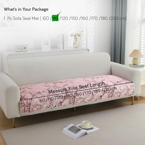 Image of HOKIPO Polyester Printed Waterproof + Anti-Slip + Quick Dry Sofa Seat Mats, Blossom Flower Pink - Length 110cm (AR-5230-P5)