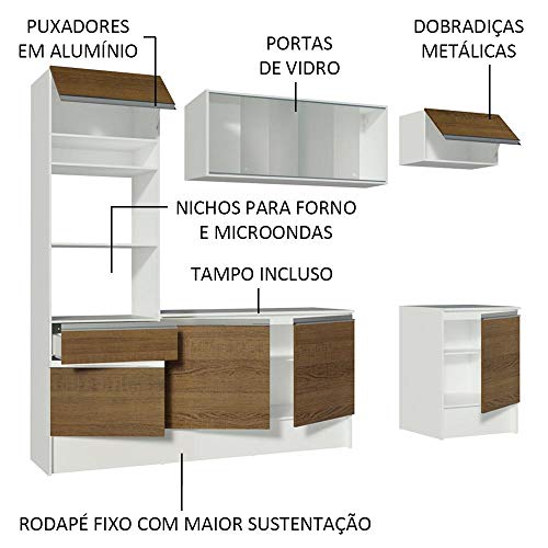 Cozinha Completa Madesa Topazio com Armário, Balcão e Tampo
