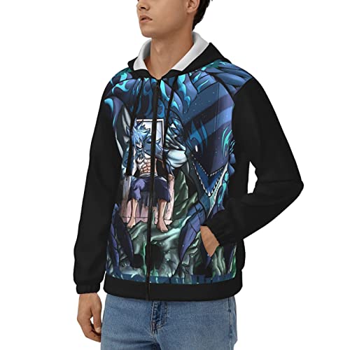 ISHAANAV Fairy music and Tail Men's Long Sleeve Zipper Hooded Sweatshirt Cardigan Tops2