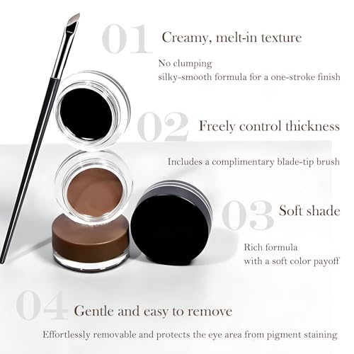 2PCS Waterproof Eyeliner and Brow Pomade, Long-Lasting Smudge-Proof Formula - Image 4