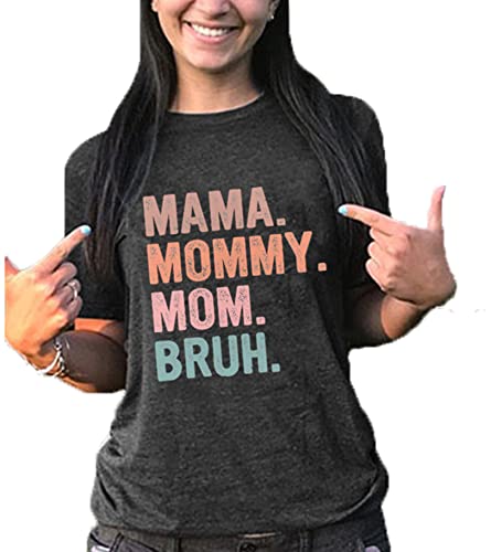 Townown Mama Mommy Mom Bruh Shirt For Women Mom T Shirts Funny Short Sleeve Casual Tops Tees (Xl, Gray) #TOP3