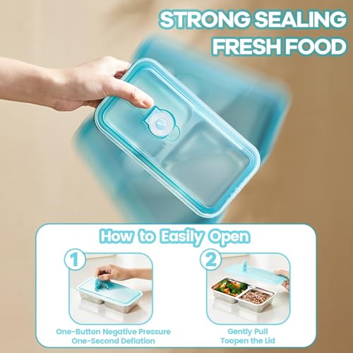 Gksuu 4 Pack Stainless Steel Snack Containers with Lids, 2-Compartment Reusable Food Storage Meal Prep Containers for Kids & Adults Lunch Boxes, School, Office, Travel, Camping (4) — view 6