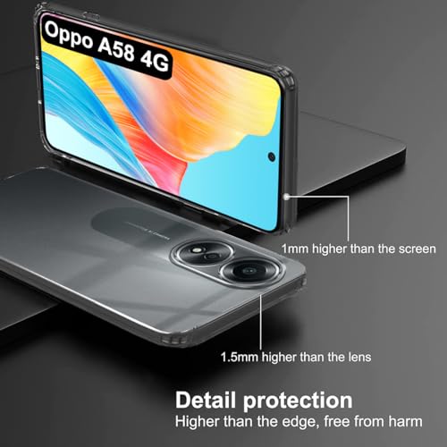 Image of Fashionury Shockproof Crystal Clear Back Cover Case for Oppo A58 | Transparent Back Cover Case | Raised Bumps for Camera & Screen Protection | 360 Degree Protection for Oppo A58 4G
