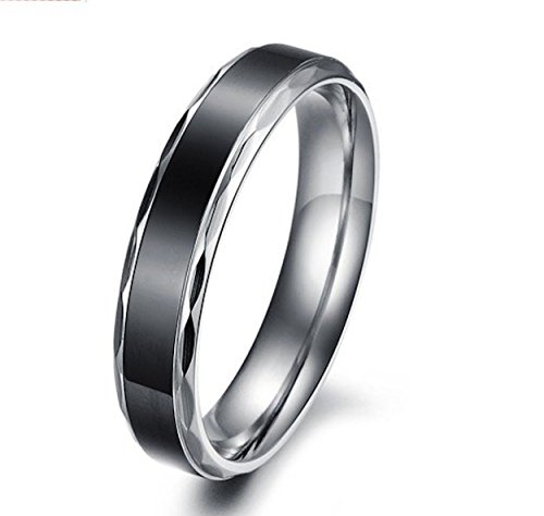 Personalized Women's Two Tone Black & Silver Ring Custom Engraved Free In Any Language - Wedding Band - Ladie's Engagement Ring - Ships from USA2