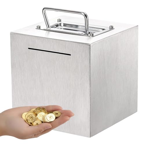 Veasbuu Hucha para adultos, tarro grande reutilizable de acero inoxidable de 6 pulgadas, para cumpleaños, Navidad, ocasiones especiales, Año Nuevo, niños, empresa, oficinas, estudio, dormitorio, sala
