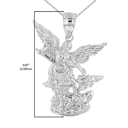 .925 Sterling Silver 7/8" Christian Saint Michael The Archangel Defeating Satan Guardian Charm Pendant Necklace - Choice of Chain Length3