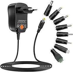 Cargador Normal Y Corriente Zolt 12W Adaptador de Corriente Universal de CA a CC de 3V 4,5V 5V 6V 7,5V 9V 12V 1A 0.5A Fuente de Alimentación, Adaptador de Voltaje Múltiple con 8 Enchufes de CC para Electrónica