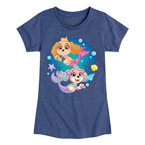 HYBRID APPAREL - Paw Patrol Aqua Pups - Skye and Coral - Toddler and Youth Girls Short Sleeve Graphic T-Shirt - Size Medium