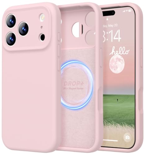 Image of LOVE 3000 Designed for iPhone 17 Pro Max Case, Premium Silicone [Compatible with Magsafe][Soft Anti-Scratch Microfiber Lining] Shockproof Protective Phone Case for Men Women 6.9 inch, Chalk Pink