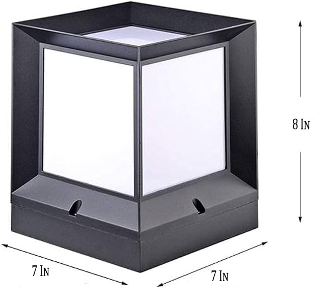 Image of SINOMAN Metal and Glass Unbreakable Gate Light for Home Gate Waterproof | Lamps for Main | Outdoor Garden Light | Pillar Lights (GL Sqaure, Pack of 2)