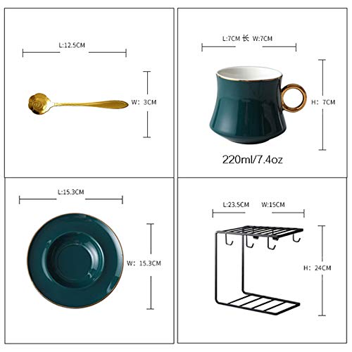 Tazas de Espresso Set de platillo de la taza de cerámica Conjunto de taza de té de porcelana Conjunto de platillos de… - Imagen 3