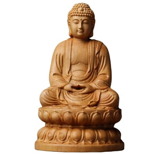 阿弥陀如来 仏像 阿弥陀如来像 坐像 崖柏木 木彫り 蓮華台座 戌・亥年生まれ 厄除け 十二支守り本尊 室内調度品 居間 車置物 フィギュア 工芸品 祈る 厄除け