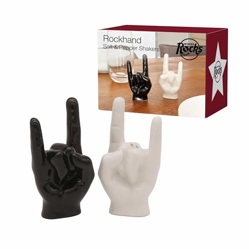 Winkee Rocks - Rock Hand Salt & Pepper Shaker aus Keramik I Die rockigen Gewürz Streuer in Metal Hand Optik I Heavy Metal Geschenk