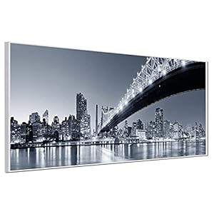 Ecowelle Infraroodverwarming met afbeelding | 1200 Watt | 60×120 cm | infrarood verwarming | Made in Germany | wit aluminium profiel | d 72 stadspanorama