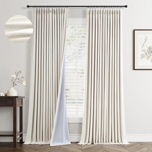 90 Inch Pinch Pleated Linen Blackout Curtains for Bedroom 2