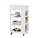 SoBuy® Carrello di servizio, Scaffale da cucina, Mensola angolare, Legno, FKW12-W(L50*L37*A86cm).IT