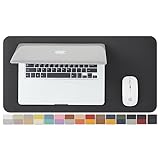 両面PUデスクマット、大型マウスパッド、デスクプロテクター、防水キーボードマット、オフィス/家庭/ゲーム/装飾に適した(黒+グレー、60cm*30cm)