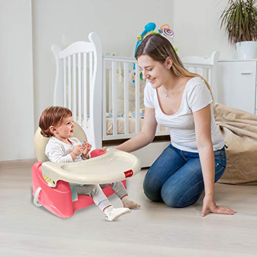 Image of Luvlap BabyFun 2 in 1 Feeding Chair & Booster Seat, Portable (Red)