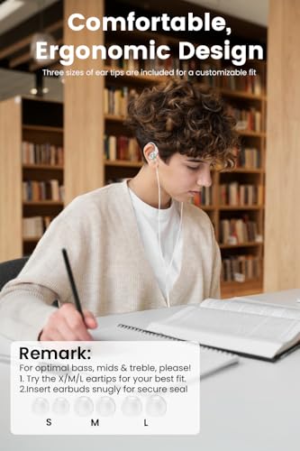 Image of Wired Gaming Earbuds with Microphone, in-Ear Monitor Headphones High Sound Quality Earphones for iPhone, Laptop, MP3, Android Smartphones, Fits All 3.5mm Jack Device-White