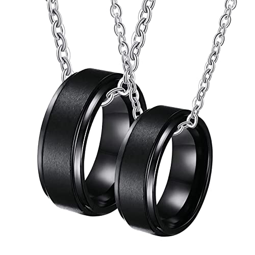 Colliers couple anniversaire ou Saint-Valentin avec bague personnalisée