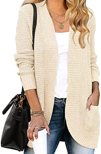 MEROKEETY Womens Long Sleeve Open Front Cardigans Chunky Knit Dra...