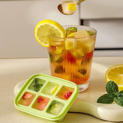 Bandeja de cubitos de hielo flexible de silicona con tapa miniatura 2