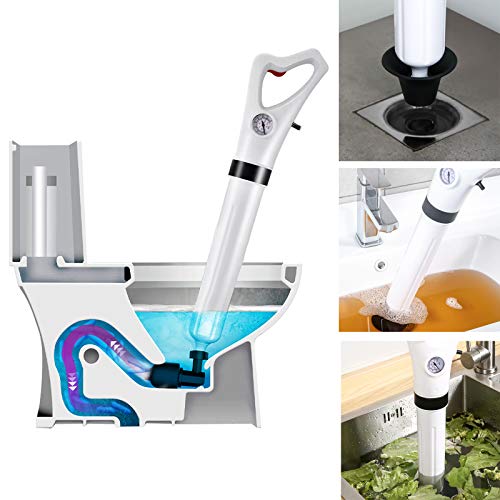 Toilet Plunger, Powerful Manual Air Drain Blaster High Pressure Drain Plunger Toilet Dredge Clog Remover Drain Cleaner Suitable for Toilets Kitchen Bathtub Bathroom Showers Sink (white)