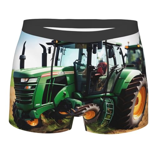 Longzehao Men's Company Boxershorts mit Traktor-Druck, Mikrofaser, Stretch-Passform, für den täglichen Gebrauch, Schwarz, XX-Large