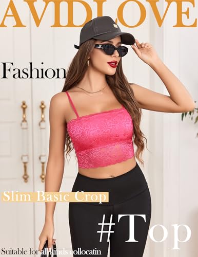 Image of Avidlove Bralettes for Women Lace Spaghetti Strap Tank Top Tube Slim Basic Camisole