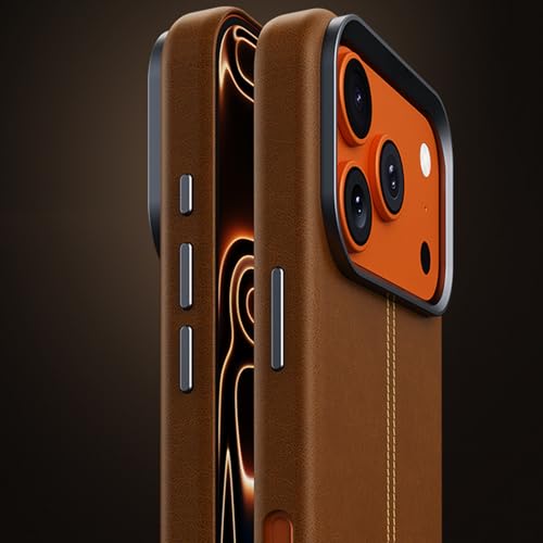 Étui cuir iPhone 17 Pro magnétique gris pour le bureau