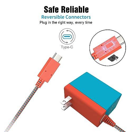2pcs Charger for Nintendo Switch, 5V/1.5A and 15V/2.6A Support TV Mode AC Power Supply Adapter Compatible with Switch Fast Charger - Thumbnail 4