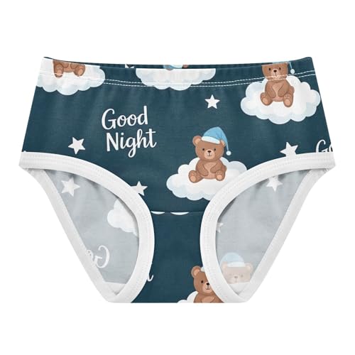 Toddler Underwear Floral 2t Cotton Panties for Girl Pattern Briefs Undies Kids Cute Brown Bears White Clouds