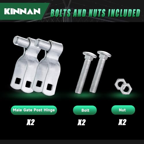 Image of KINNAN 1-5 /8 inch Chain Link Fence Gate Male Hinge, Heavy Duty Galvanized Steel, Gate Hinges with Bolts and Nuts, Durable Fence Hardware for Secure and Long Lasting, Easy Installation (2 Pack)