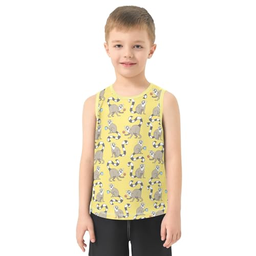 Baby Boys Sleeveless Tank Top Cartoon Ring Tailed Lemurs Toddler Athletic Vest 3-10T2
