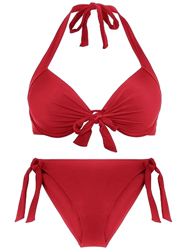 RELLECIGA Womens Red Underwire Bikini Set Size Small