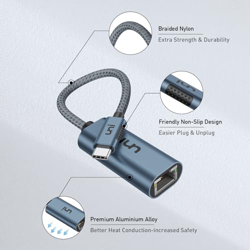image for uni USB C to Ethernet Adapter, Driver Free RJ45 to USB C [Thunderbolt 