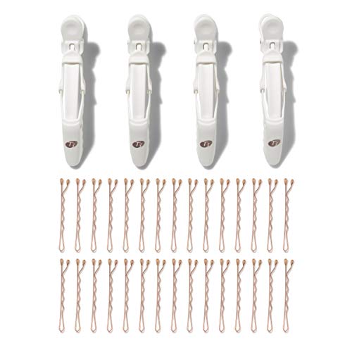 T3 Clip Kit with 4 Alligator Clips and 30 Rose Gold Bobby Pins | Section Hair for Easier Blow Drying and Styling for All Hair Lenths
