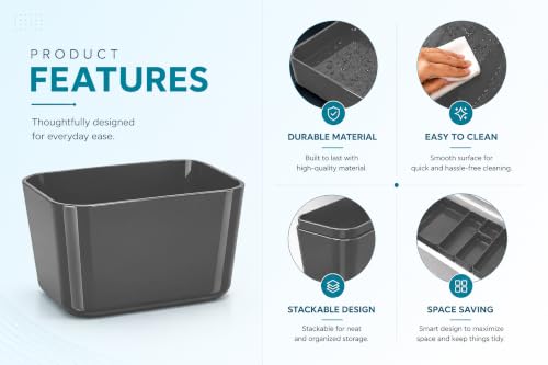 Image of LIVINGBASICS 28Pcs Multipurpose Drawer Organiser /Divider Tray(Plastic,Grey) | Space Saving, Multipurpose Storage, Customizable Layout etc.