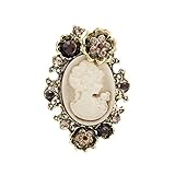 lureme Vintage Elegant Victorian Lady Beauty Cameo with Crystal Brooch Pin (br000017-13)