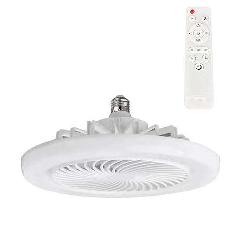 Wolike 26cm Diameter 2-in-1 LED Fan Light, LED Fan Lamp Bead E27 Screw Bulb Fan, Remote Control Bedroom Ceiling Fan Three-Speed Mode Quiet Bedroom Ceiling Fan Light for Home/Office