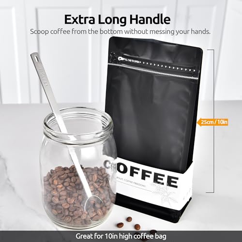 Image of U-Taste Coffee Scoop 1 Tablespoon: 18 /8 Stainless Steel Measuring Scooper for Ground Coffee, Bean, Powder, Espresso, 8.5in Extra Long Handle Metal Meaure Spoon for Canister, Jar (1Tbsp /15ml, Silver)