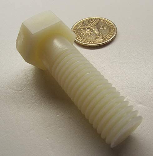 Natural Nylon Hex Head Bolts PT 5/8"-11 Thread x 2.00" Long 20 pcs