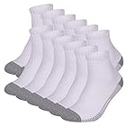 Meias esportivas masculinas Coovan, pacote com 12 unidades, de algodão, grossas, acolchoadas, casuais, confortáveis, tamanho 42-46, 12 Pack-white, Fits Men Sock 10-13 / Shoe 7-13