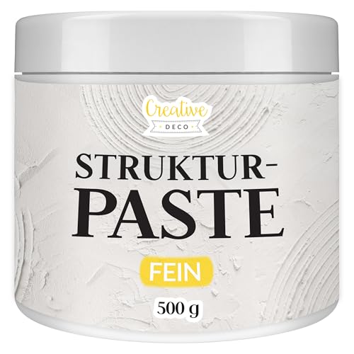 Creative Deco Strukturpaste Feinkörnig 500 g | Weiße Spachtelmasse für Acrylmalerei | Feinpaste für Kunstprojekte Acrylfarbe DIY 3D-Effekte Texturen | Einfach mit Palettenmesser aufzutragen