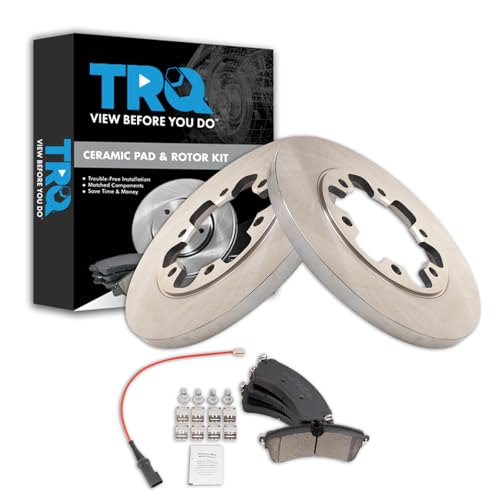 Image of TRQ Rear Brake Pad and Rotor Set Ceramic Solid Rotors Compatible with 2020 Ford Transit-250 Transit-350 Transit-350 HD